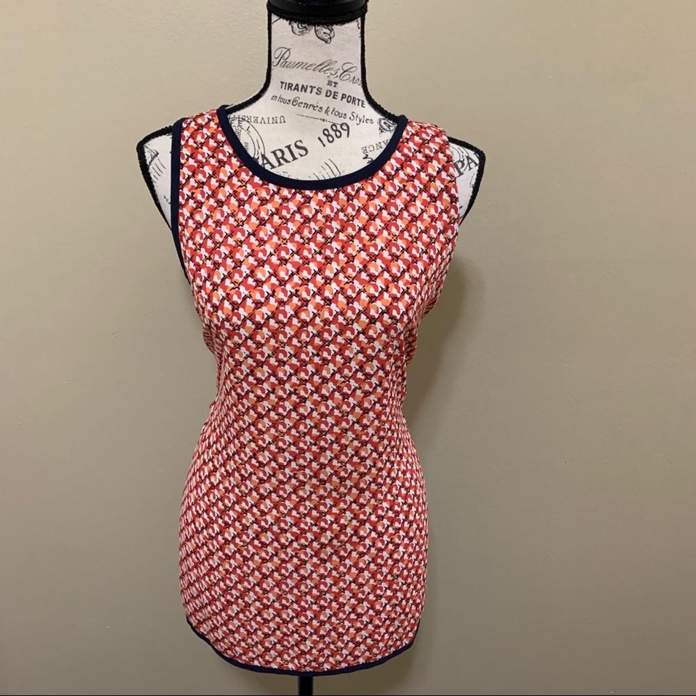 Liz Claiborne Blue & Orange Sleeveless Top Size Large
